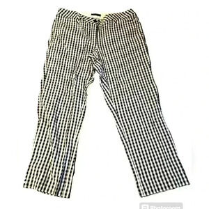 Lands End Women's Sz 10 Mid Rise Straight Leg B/W Checks Belt Loop Back Pockets